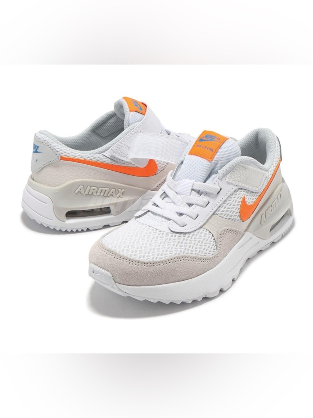 Nike Kids Air Max Sneaker - White with Orange Accents